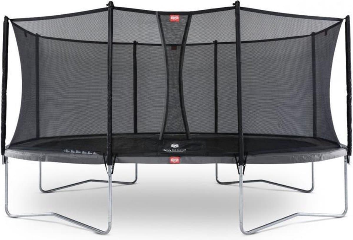 BERG Grand Favorit Regular 520 Trampoline Op Poten - Safety Net Comfort - AirFlow Springdoek - Grijs