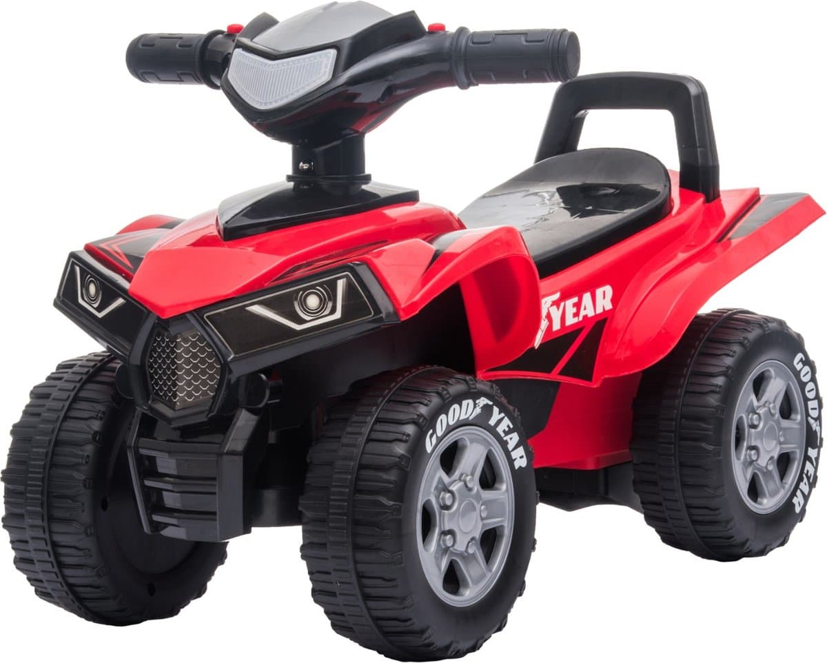 Eco Toys - Goodyear Quad Loopauto - Rood - Met LED-Licht, Muziek & Opbergruimte - Vanaf 18 Maanden - Max. 25 kg