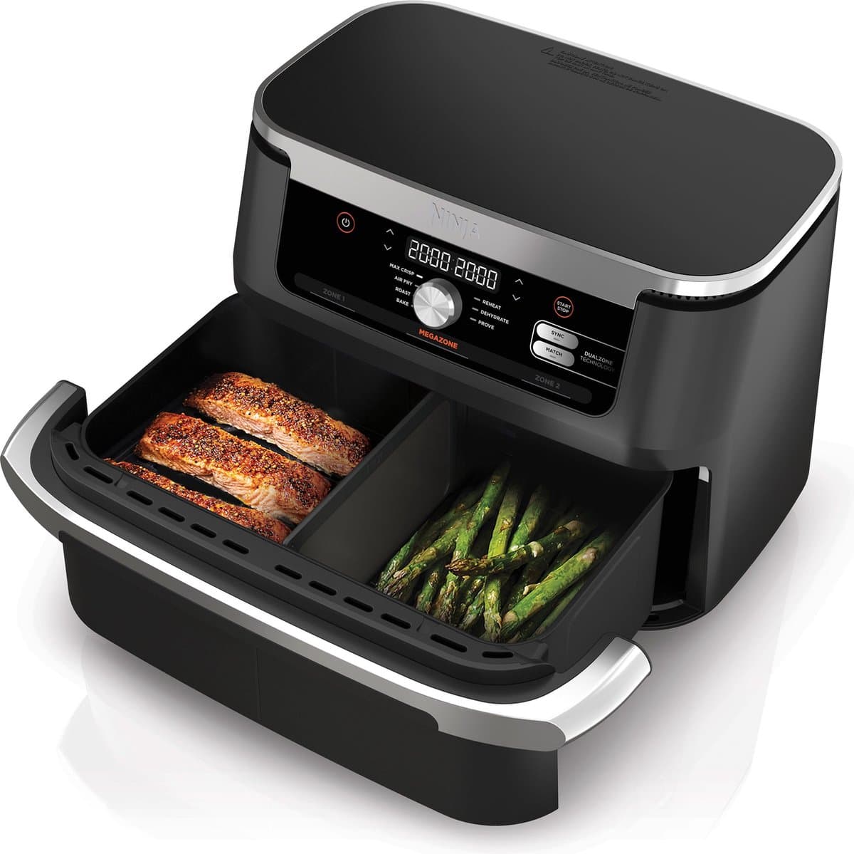 Ninja Foodi AF500EU Mega Dubbele Airfryer XXL - 10.4 Liter - Twee Kookvakken of Één MegaZone - Heteluchtfriteuse