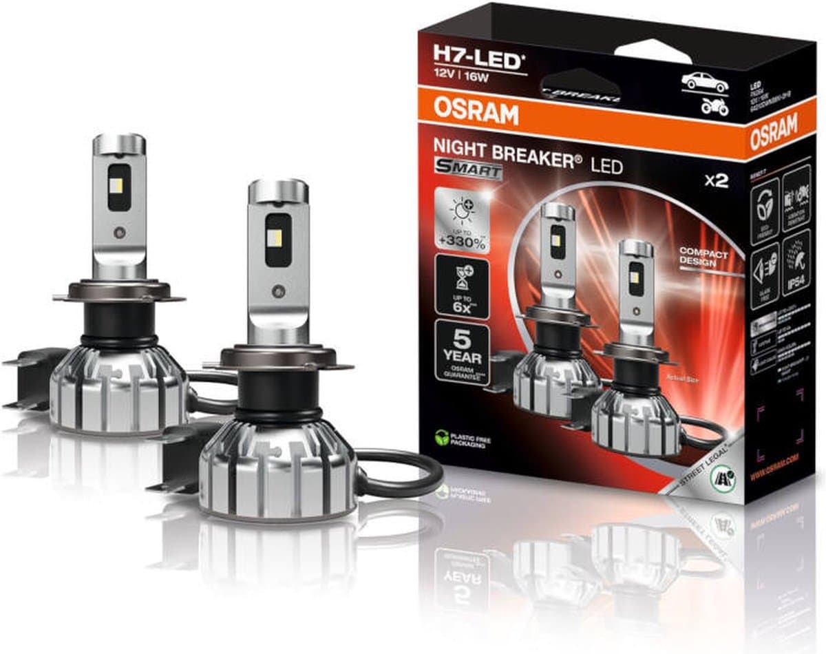 Osram Night Breaker LED Smart H7 ECE-goedgekeurd Set | +330%