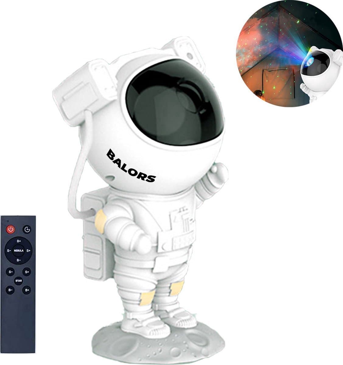BALORS® Led Sterren Projector Astronaut - Sterren projector - Star Galaxy Projector - Sterrenhemel - Nachtlampje met afstandsbediening - USB - Wit - 15+ RGB kleuren - Sterrenprojector - Sterren projector Kind en Baby - Sterrenprojector kinderkamer
