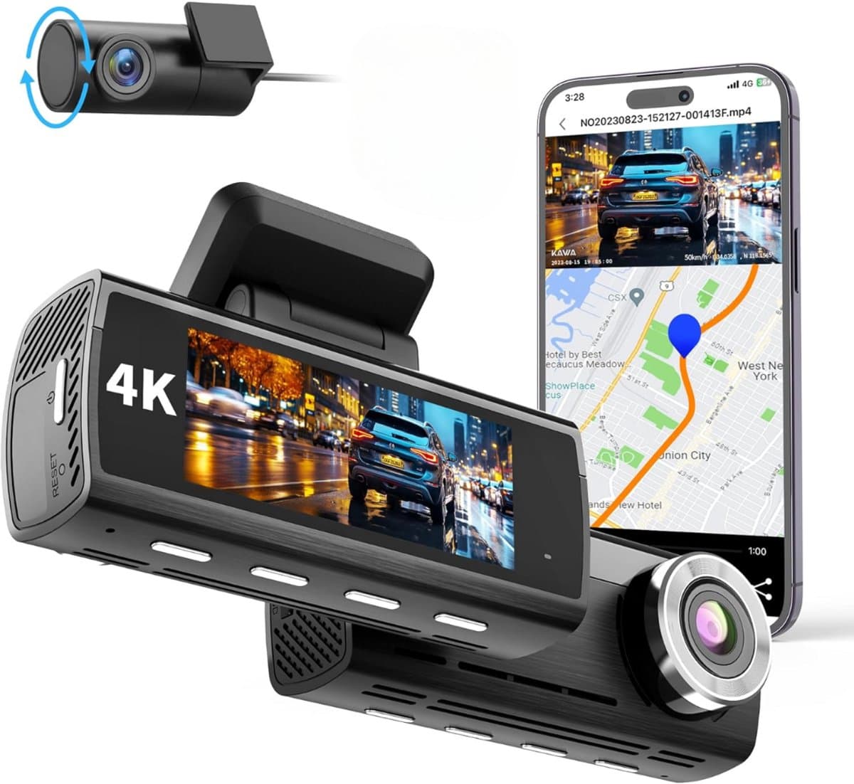 Dashcam - Daschcams - Auto - Camera - Vooruit - Achteruit - Video - Autobeveiliging - Parkeerbeveiliging - Recording - Dag en Nacht - Schadepreventie