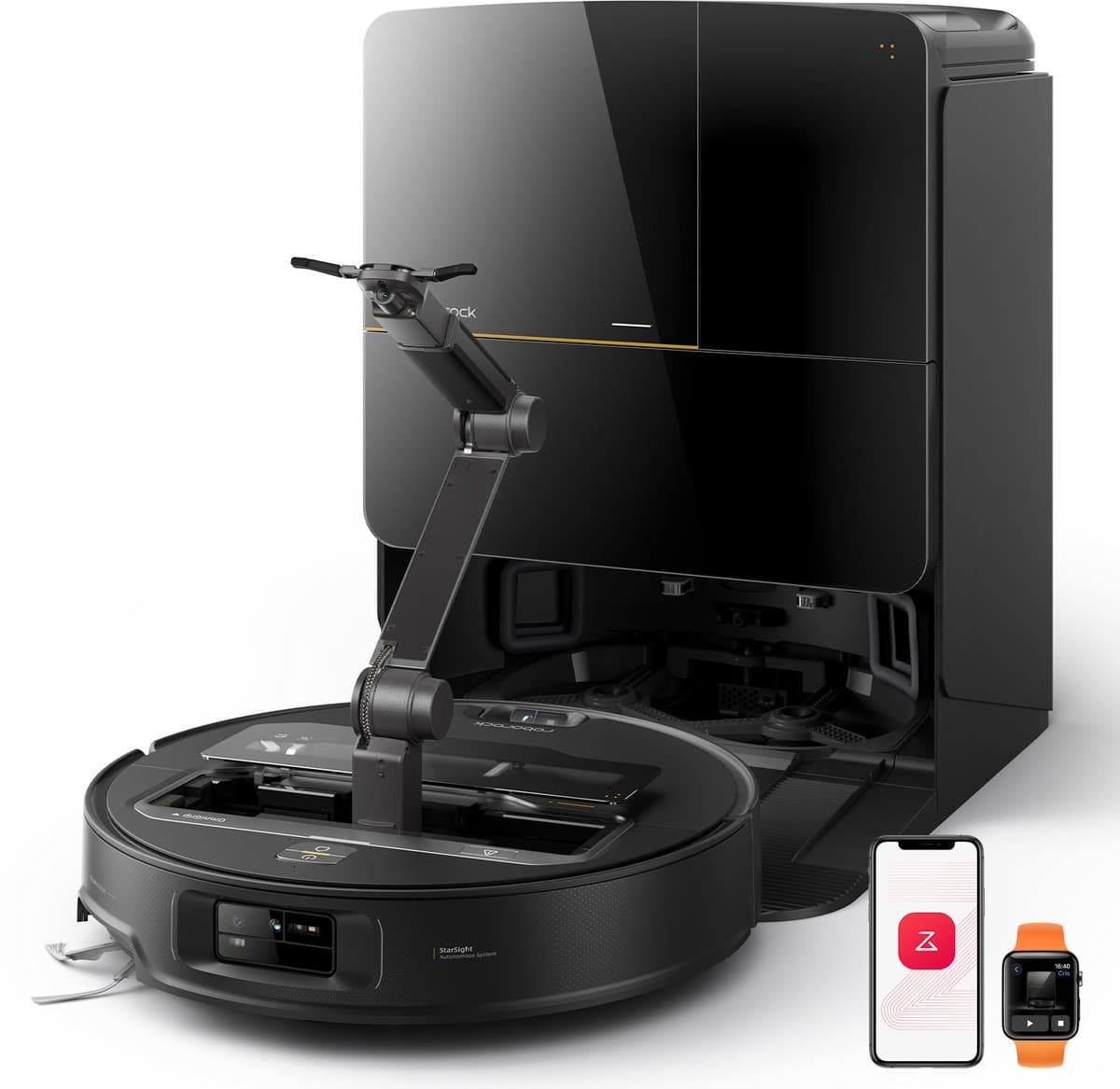 Roborock Saros Z70 – Robotstofzuiger en dweilrobot – Met OmniGrip-arm – 22.000 Pa – Aangedreven door AI – 7,98 cm ultradun – FlexiArm Riser – Tech AdaptiLift-chassis – Vermijdt obstakels – Multifunctioneel dock 4.0