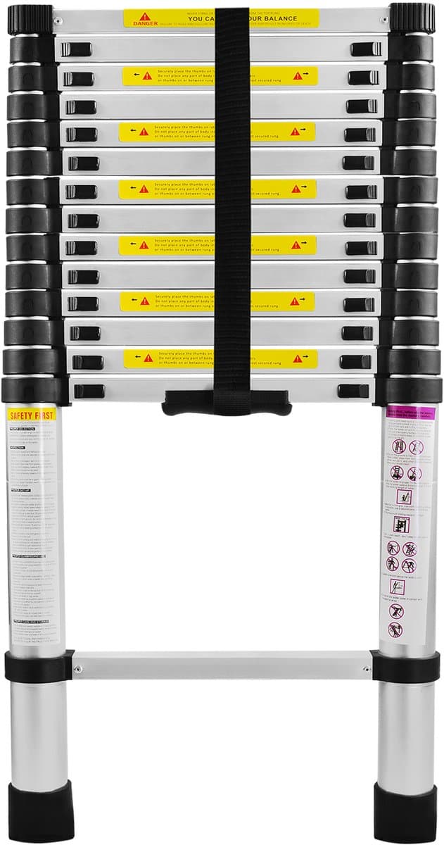 NAIZY Aluminium Telescopische Ladder Opvouwbaar 4.4M Multifunctionele Ladder Aanleunladder Multifunctionele Ladder Uitschuifbare Ladder 15 Treden Trapladder Gemaakt van Hoogwaardig Aluminium Draagvermogen 150KG