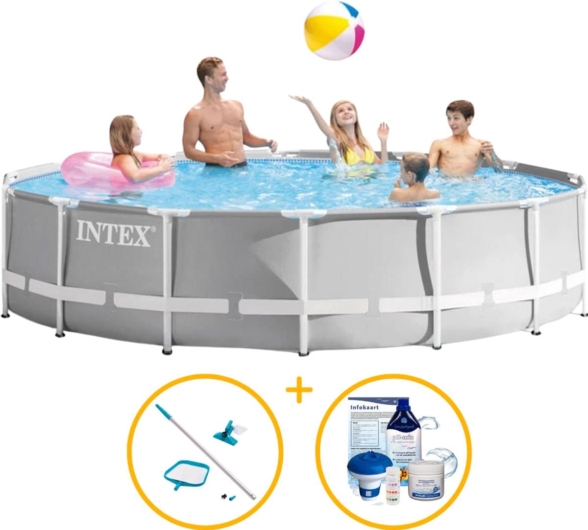 Intex zwembad 427 x 107 | Zwembadpakket | Prism Frame zwembad met filterpomp | Chloorpakket | Onderhoudsset