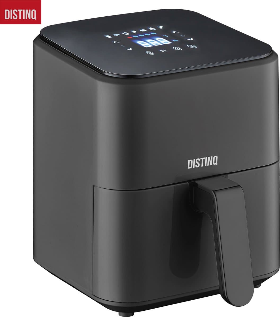 DistinQ Heteluchtfriteuse compact- Airfryer - 4 liter inhoud - Digitaal display - Zwart