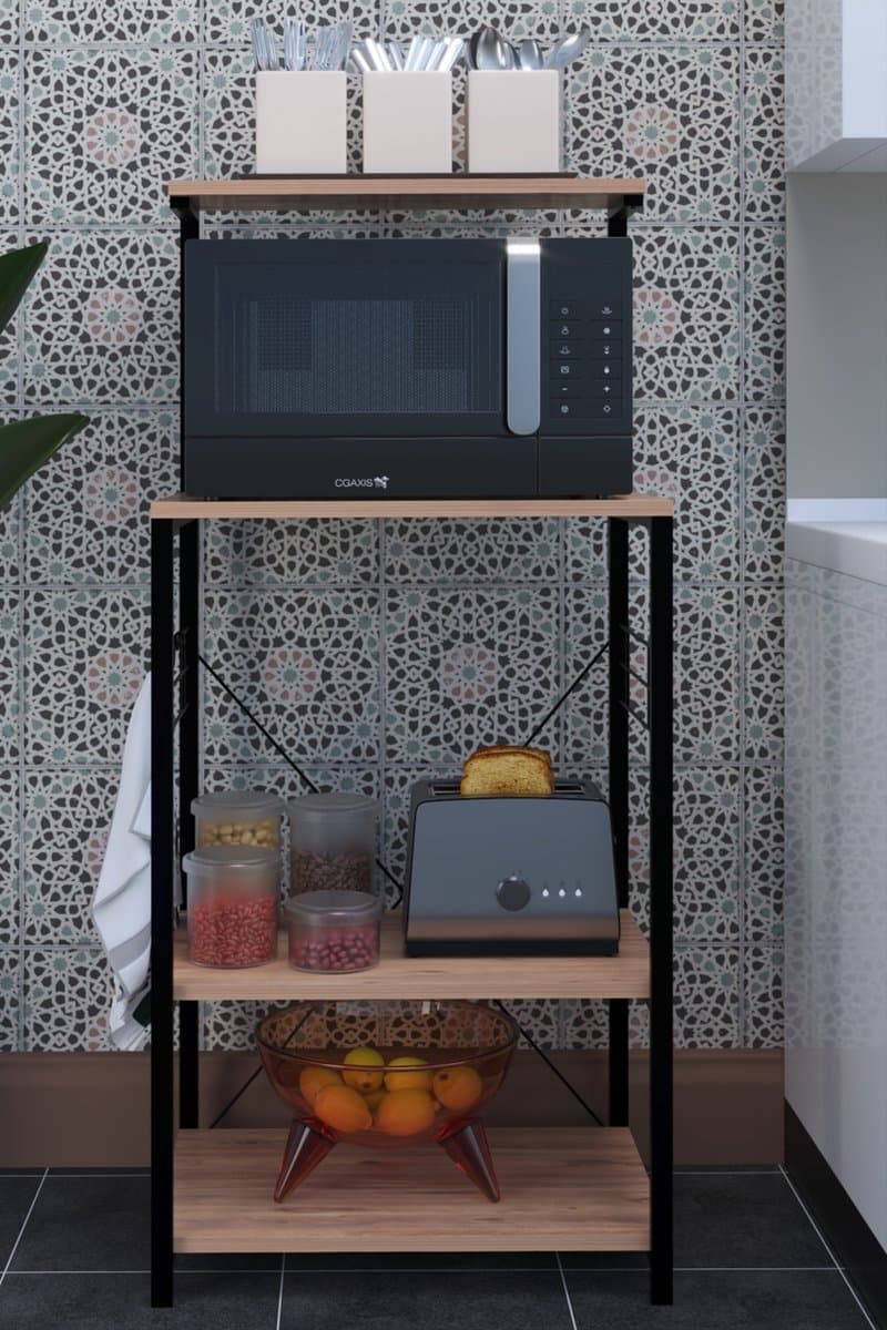 Magnetronkast| Keukenkast voor Magnetron| Stijlvol| Modern| Multifunctioneel Keukenkast| Keukenrek| 132x60x40 cm
