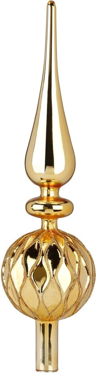 Inge Christmas piek - goud - glas - 31 cm - gedecoreerd - kerstboom topper - kerstversiering - kerstboomversiering