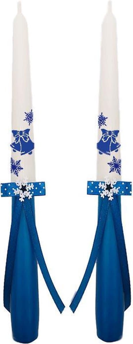 Kerstkaarsen, Dinerkaarsen Blauw set van 2 stuks
