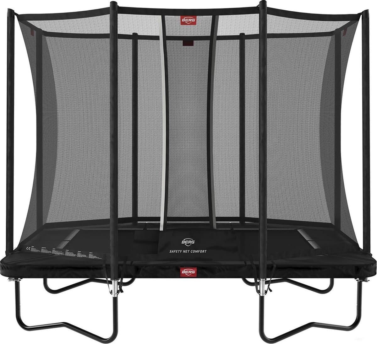 BERG Ultim Favorit Regular 280 Trampoline Op Poten - Safety Net Comfort - AirFlow Springdoek - Zwart