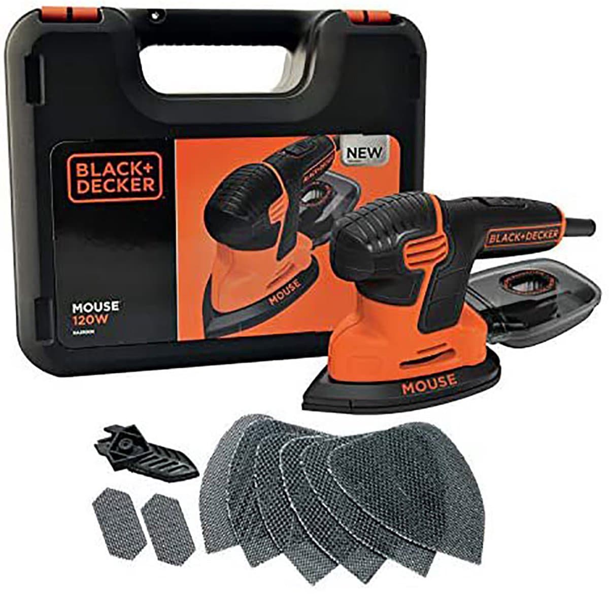 BLACK+DECKER Schuurmachine Mouse in koffer - KA2500K-QS