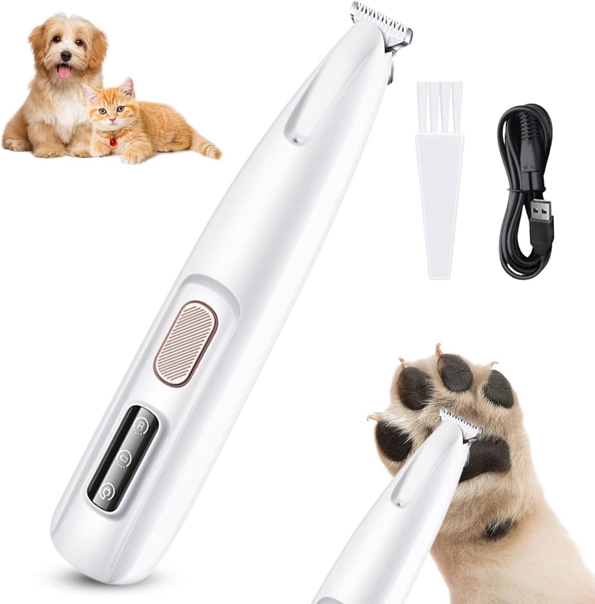 Hondentondeuse - Hondenpoottrimmer met LED-licht - Trimmer - Honden Tondeuse - elektrische hondentrimmer voor poten - Honden Trimset - waterdicht - Poten Trimmer Hond - Hondenverzorging - scheerapparaat voor huisdierenhaar - voor honden en katten