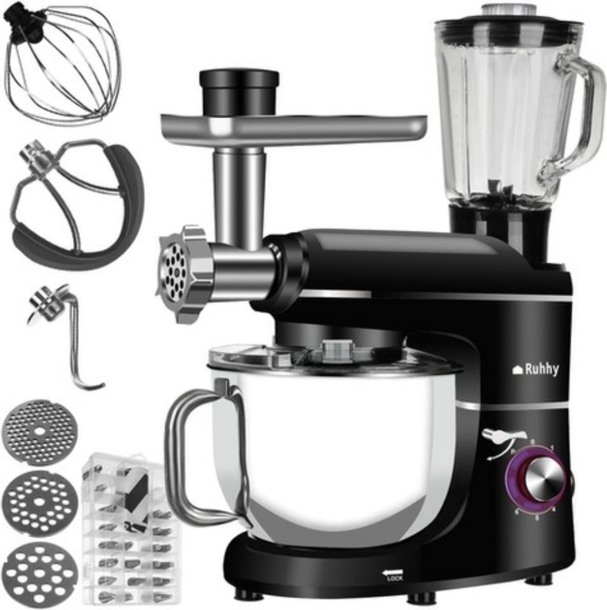 Ariko Keukenmachine - Blender - Mixer - Gehaktmolen - Vleesmolen - Foodprocessor - 3 in 1 - 2200W - zwart