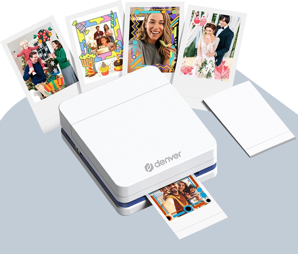Denver Pocket Printer - Mobiele fotoprinter - Papier/Sticker/Magneet/Tattoo/Warmtepers printer - Incl. 20 printvellen - Bluetooth - MCP6010