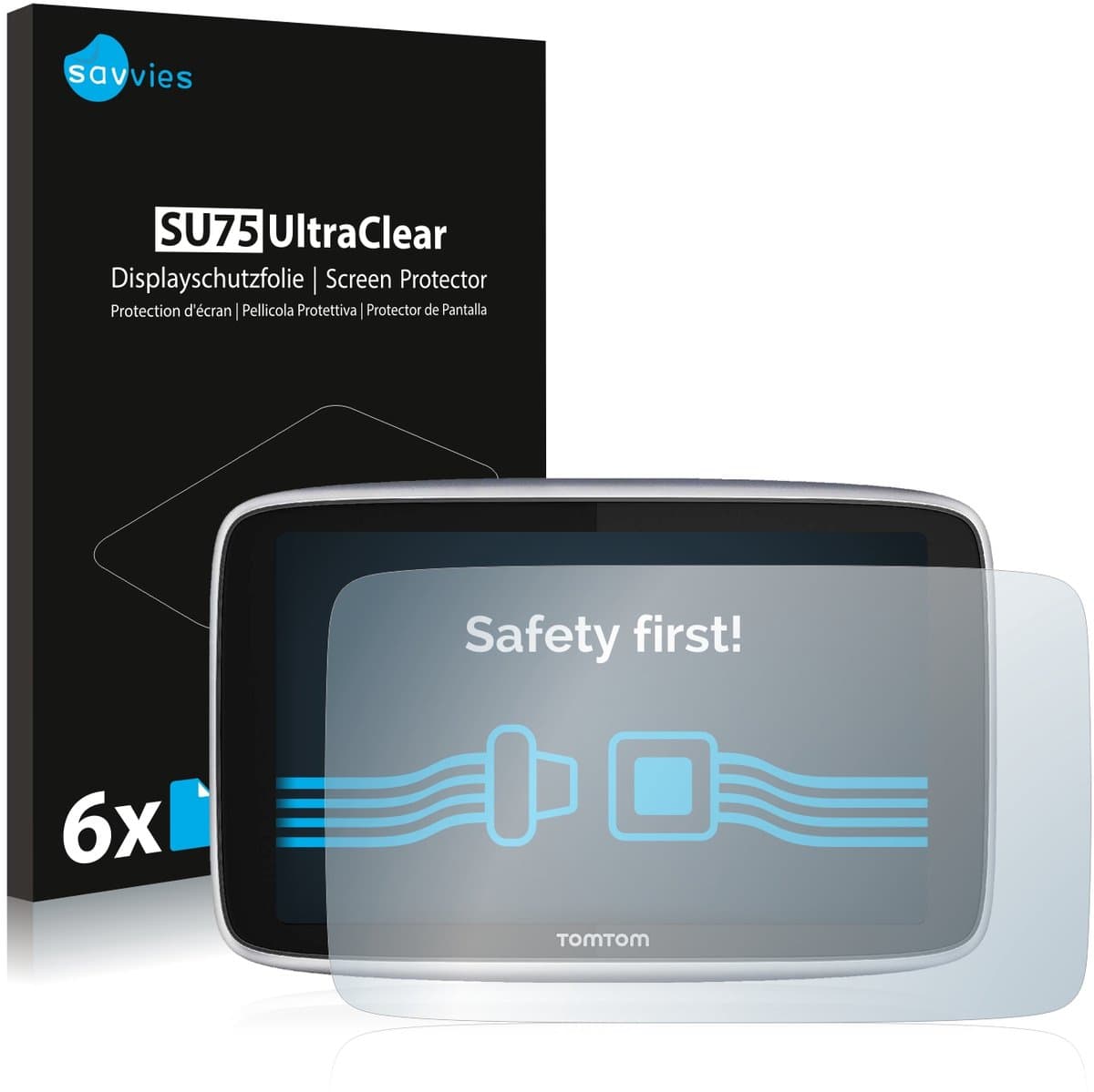Savvies - Screenprotector voor TomTom GO Premium X / TomTom GO Premium (6") - Folie Beschermfolie transparant 6 Stuks