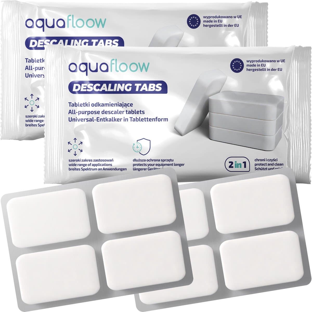 AquaFloow 8x14g Ontkalkingstabletten 2in1 – Voor Koffiemachine, Waterkoker, Strijkijzer en Vaatwasser