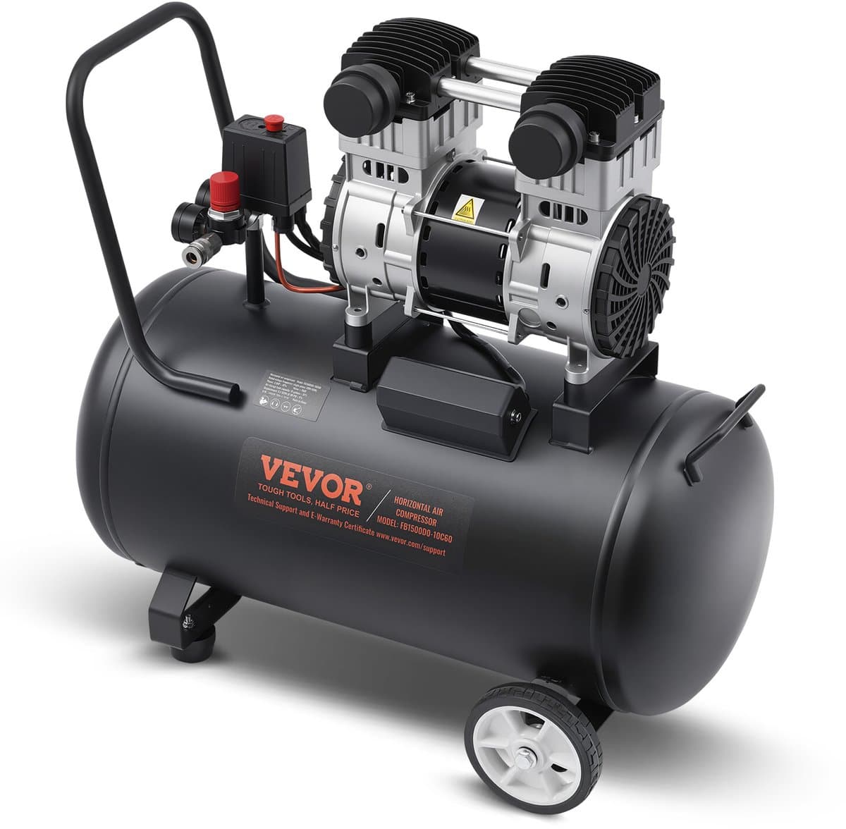 VEVOR Compressor 60l Luchtcompressor 125psi Perslucht 1,25kw Fluistercompressor