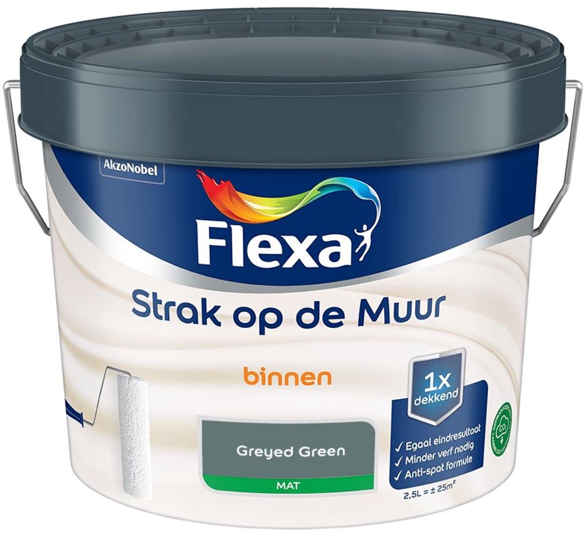 Flexa - Strak Op De Muur Binnen Mat - Greyed Green - Mengverf - 2,5 L