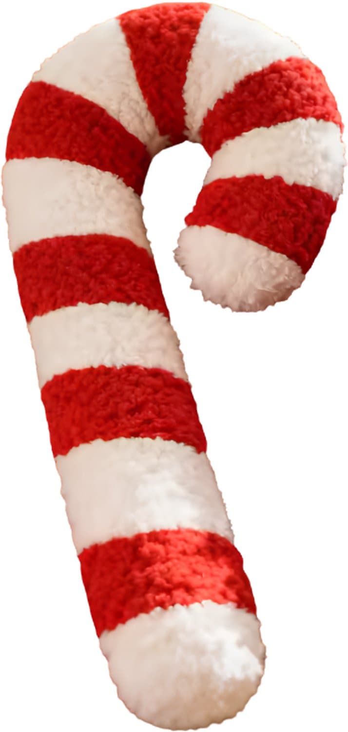 Norvia - Kerst Sierkussen - Candy Cane Vorm - Zacht Pluche Kussen - Kerstdecoratie voor Woonkamer en Bank - Comfortabel Kerstkussen