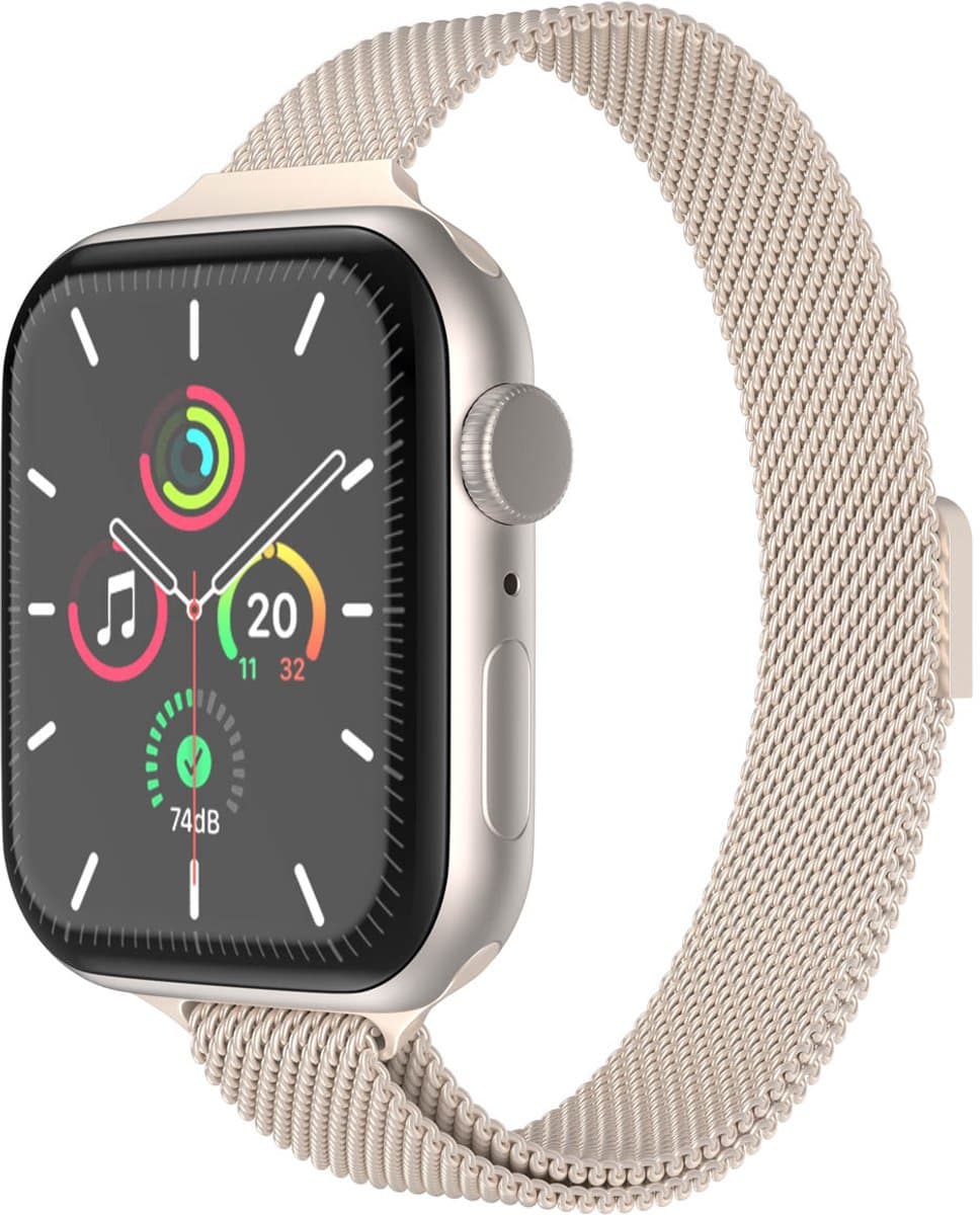 Slim Milanees bandje - Geschikt voor Apple Watch 1, 2, 3, 4, 5, 6, 7, 8, 9, 10, 11 (42 mm), SE - 38/40/41 mm - Sterrenlicht