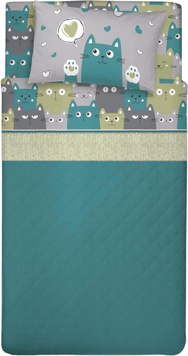 Beddengoedset Frans Bed - Hoeslaken Dekbed Kussensloop - Comfortabel Slapen - Gemaakt in Italië - 120 x 200 cm - Groen
