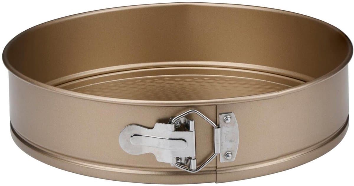 Alpina taarten bakvorm/springvorm - D28 x H7 cm - anti aanbak - goudkleurig - rond