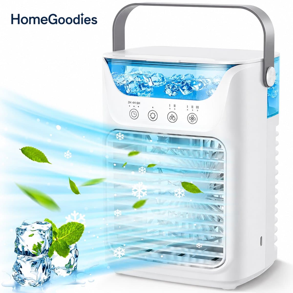 HomeGoodies - Airco - Mobiele airconditioner - Vernevelingsventilator Met Timer - 650 ML - Voor Slaapkamer, Kantoor & Camper