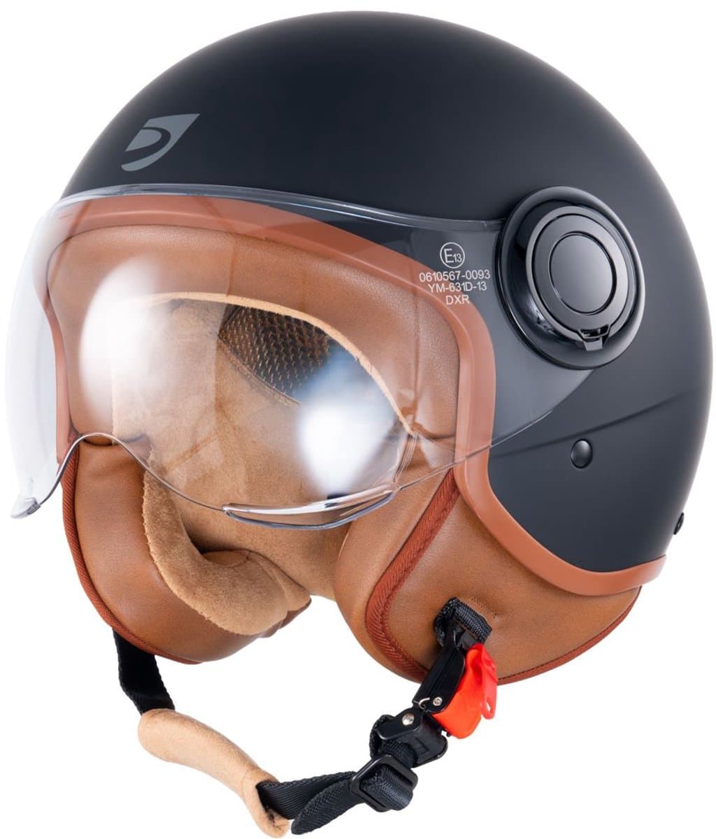 MOTOBLOUZ SKYLAR Scooterhelm - Motorhelm - Jet Helm voor Vespa, Scooter, Motor Brommer & Snorfiets - Zwart - XS