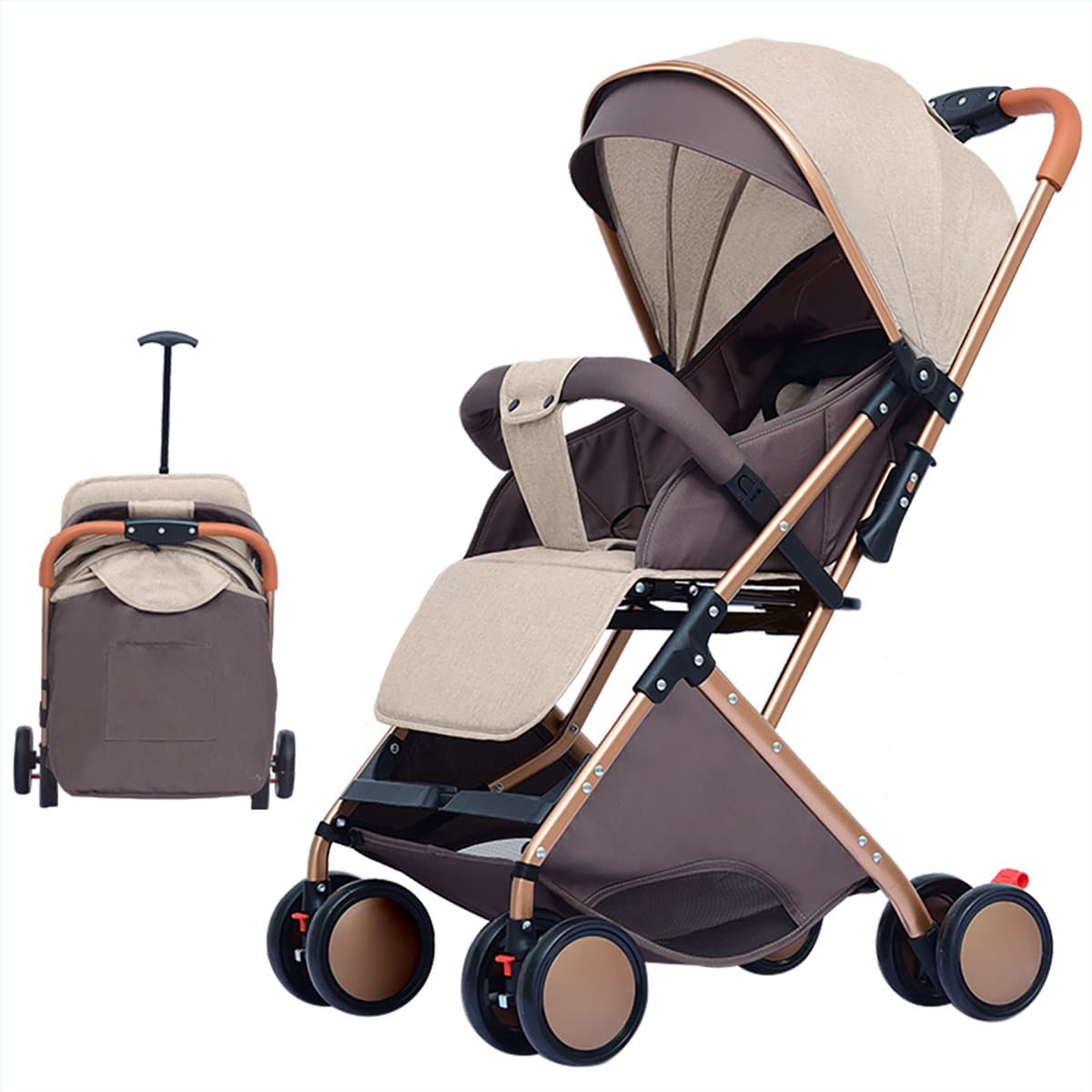 PIPIPOXER Kinderwagen Buggy 0-36 maanden Sportwagen met Ligpositie-Kaki