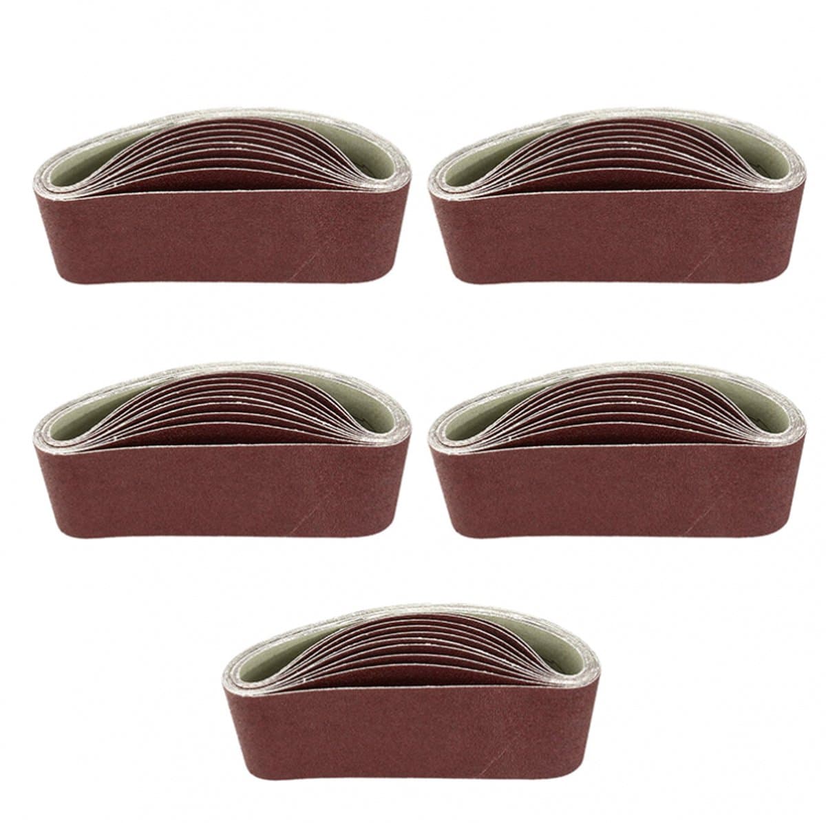 Schuurbanden - 5 Stuks - Bandschuurpapier - Aluminiumoxide - 80/120/150/240/400 Korrels - Schuurpapier voor schuurmachine - Voor bandschuurmachine - Voor het schuren van hout, metaal en verf - 100x915mm - Rood