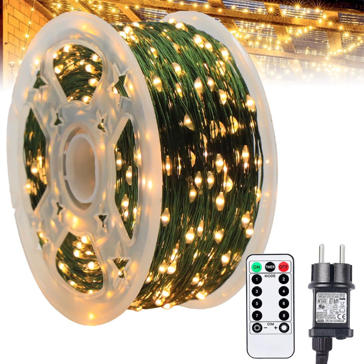 ANMI® LED Lichtslang 50 m – 500 LED Warm Wit – Kerstverlichting voor Kerstboom & Buiten – Waterdicht IP65 – 8 Lichtfuncties met Afstandsbediening - Decoratiesnoer voor Kerstmis Tuin Feest en Bruiloft