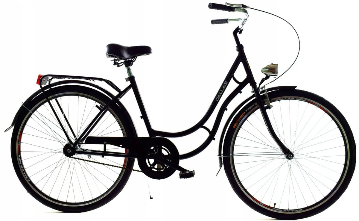 Dallas Bike Damesfiets - Zwart Retro Stadsfiets - 28 inch - Staal Frame 18" - 1 Versnelling