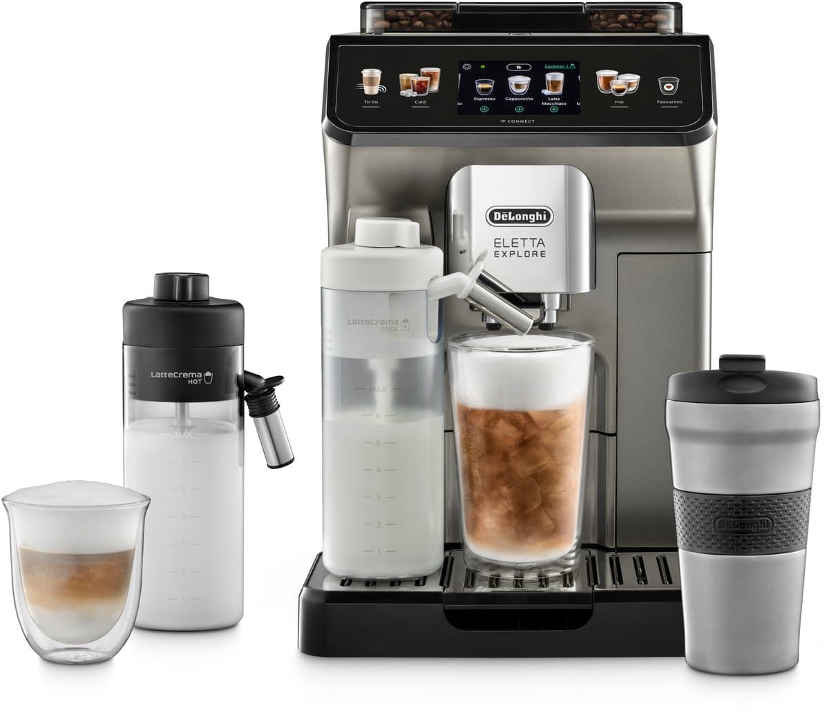 De'Longhi Eletta Explore ECAM450.86.T - Volautomatische espressomachine - Titanium - 50+ koffierecepten