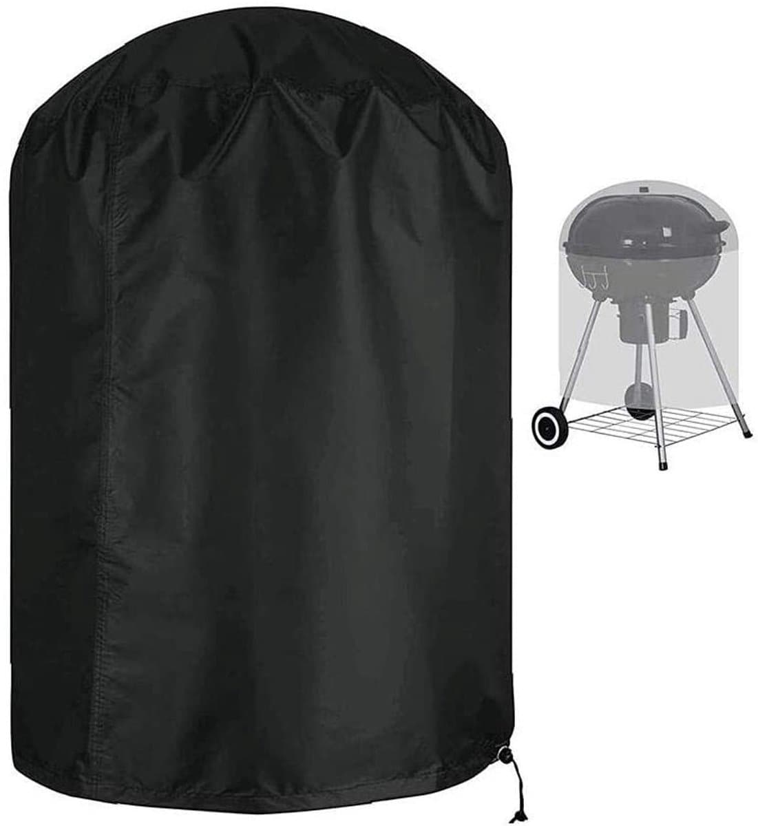 Universele BBQ Hoes Ø47 cm - Waterdichte Beschermhoes voor Weber, Green Egg & Kamado - 210D TPU Polyester - Ronde Barbecue Hoes met Trekkoord & Opbergtas