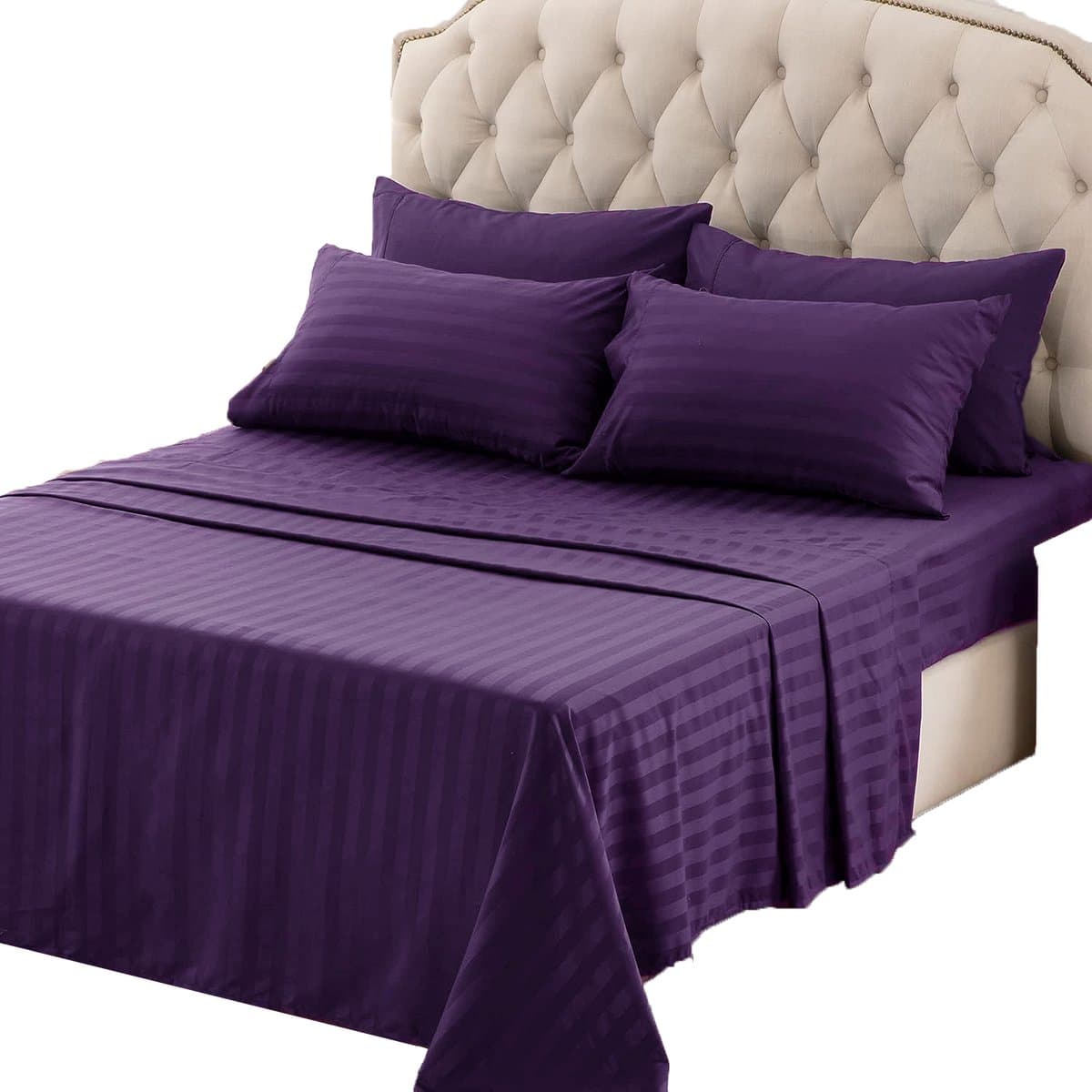 Luxe Beddengoed - Matrasbeschermer + Hoeslaken + 2x Kussensloop - Queen Size 160x200 - Complete 4 Delige Set - Gecertificeerd Microvezel - 160 x 200 Hoeslakens - Dekbed Overtrek - Paars