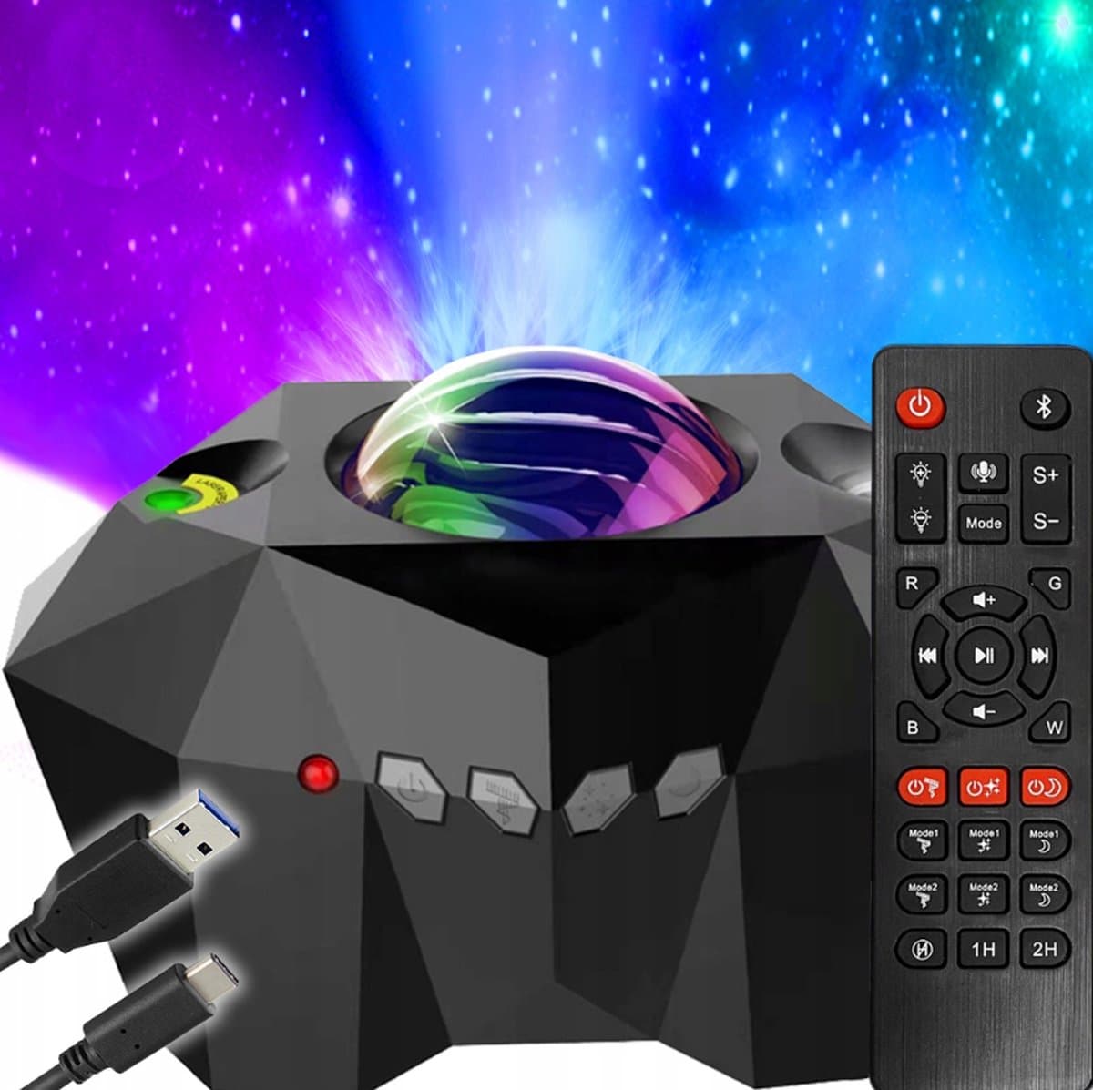 Projector met Poollicht, Sterrenhemel en Maan - Bluetooth Speaker + Afstandsbediening!