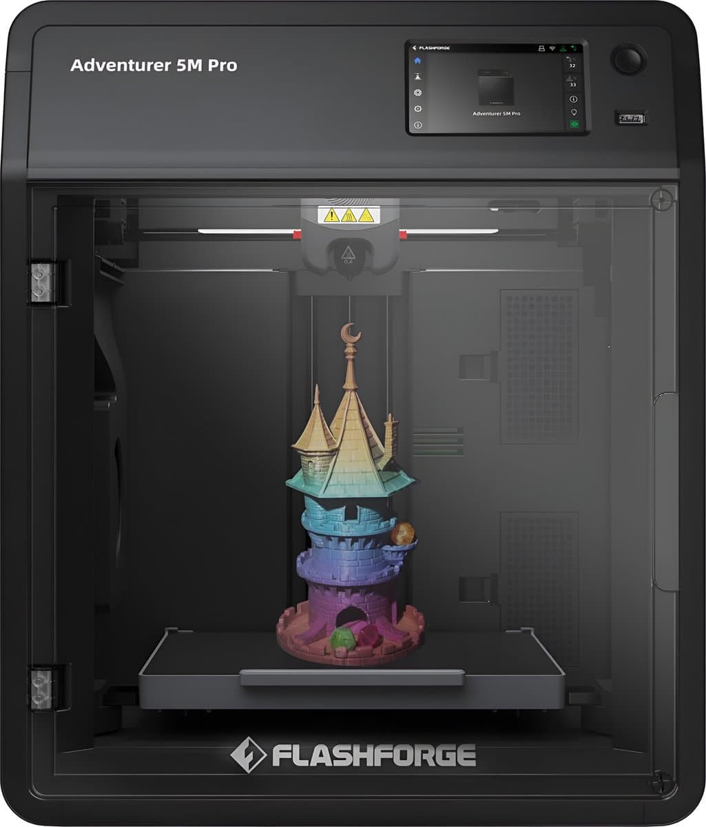 Flashforge Adventurer 5M Pro High Speed 3D Printer 600mm/s Touchscreen – Gebruiksvriendelijk - Quick-Detach Nozzle - Dual HEPA Filter – 220×220×220 mm - WiFi - Live Video Monitor - Smart App