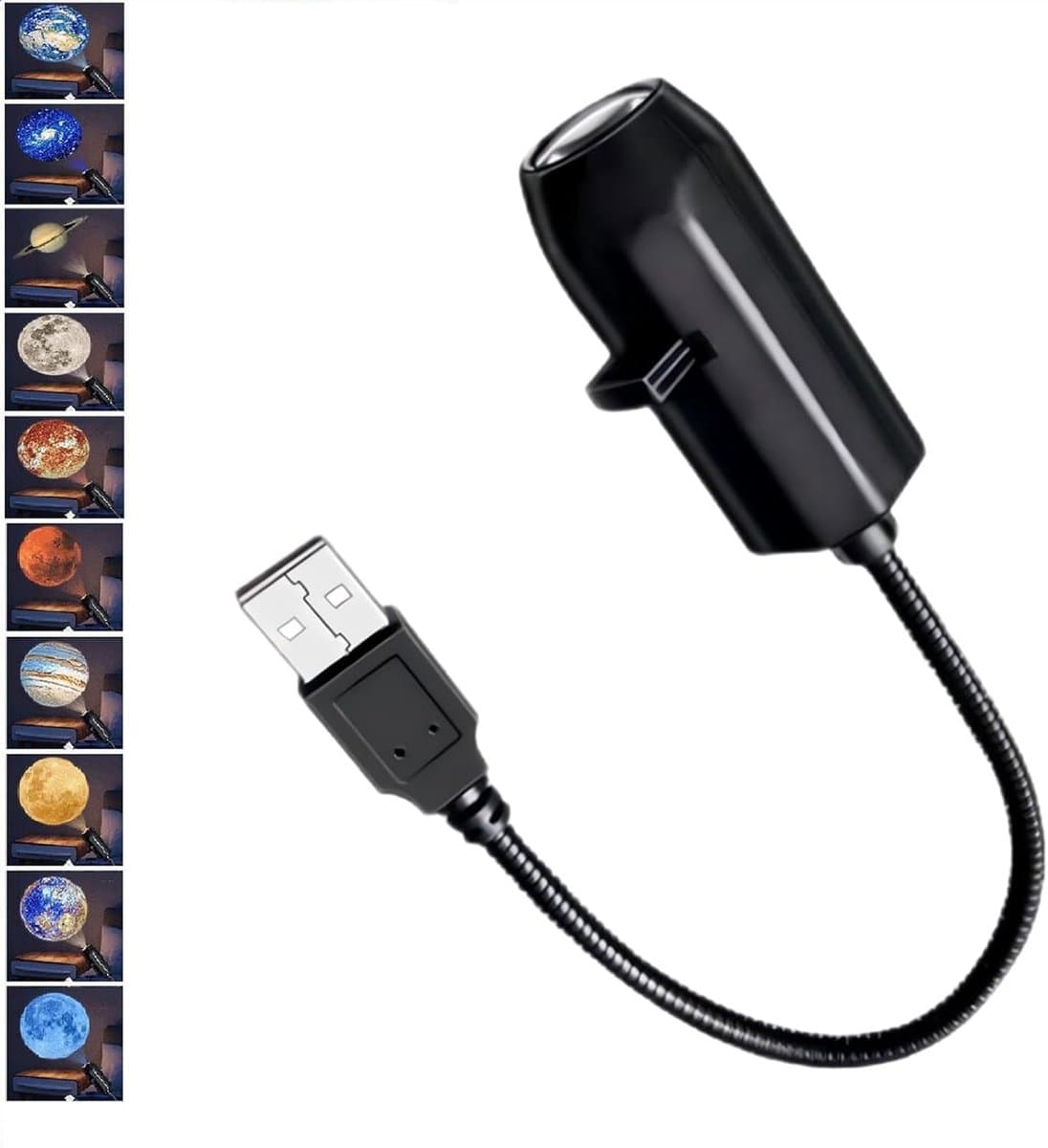 Projector - Planet Projector Sterren Nachtlamp - Galaxy Projector voor Slaapkamer en Kinderkamer - Ruimtelamp met Planeten - USB Aangedreven - 10 Patronen - 1 stuk