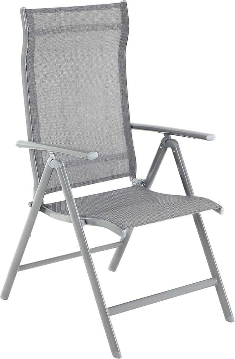 ACAZA Tuinstoel - Strandstoel - Vouwstoel voor Terras/Tuin/Camping - Opbouwbaar - Klapstoel - Campingstoel - Verstelbare Rugleuning - 150KG Draagvermogen - Lichtgrijs