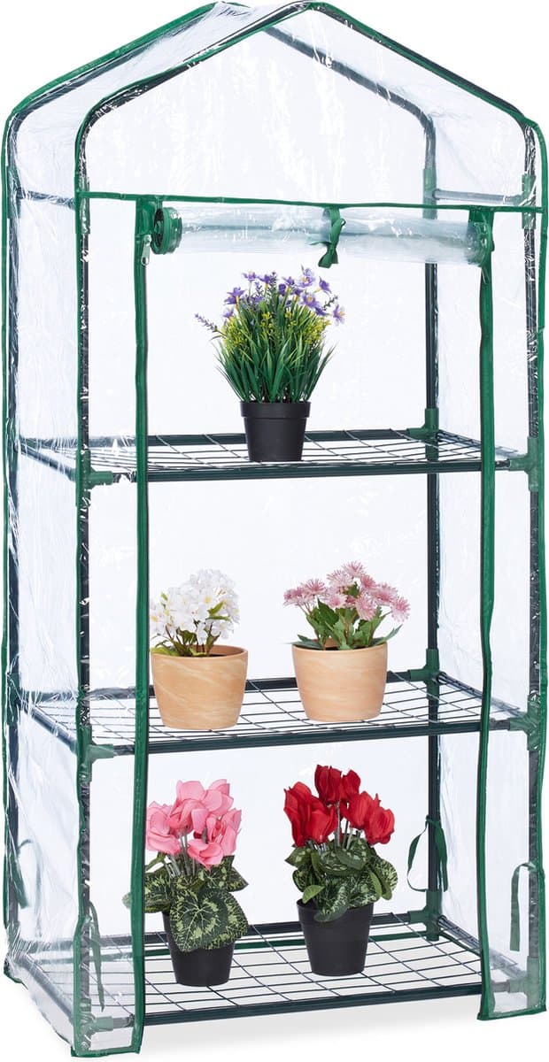 kweekkas balkon - 3 etages - 128 x 60 x 40 cm - buiten - plantenkas