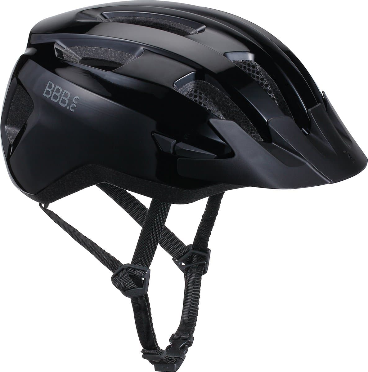 BBB Cycling Racefiets Helm - Large: 58 - 62 CM - Wielrennen, MTB & Stadfiets - Wasbare Padding - Met Bevestiging Achterlicht - Fietshelm Dames & Heren - Glanzend Zwart - Condor 2.0 BHE-173