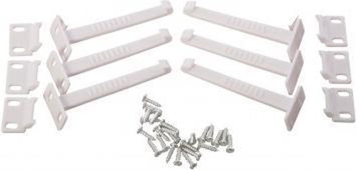 Dream Baby Veiligheidshaakjes Keukenkastjes - Kinderbeveiliging voor Kasten - Kastslot - Kast Beveiliging Baby - Eenvoudig te Monteren - 6 Stuks - Wit