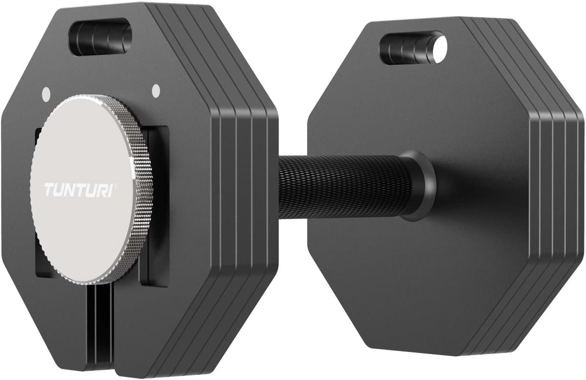 Tunturi Rapid Adjustable Dumbbell - Enkele dumbbellset van 20kg - Verstelbaar van 4 t/m 20 kg - 9 dumbels in één - Gewichtenset voor home gym