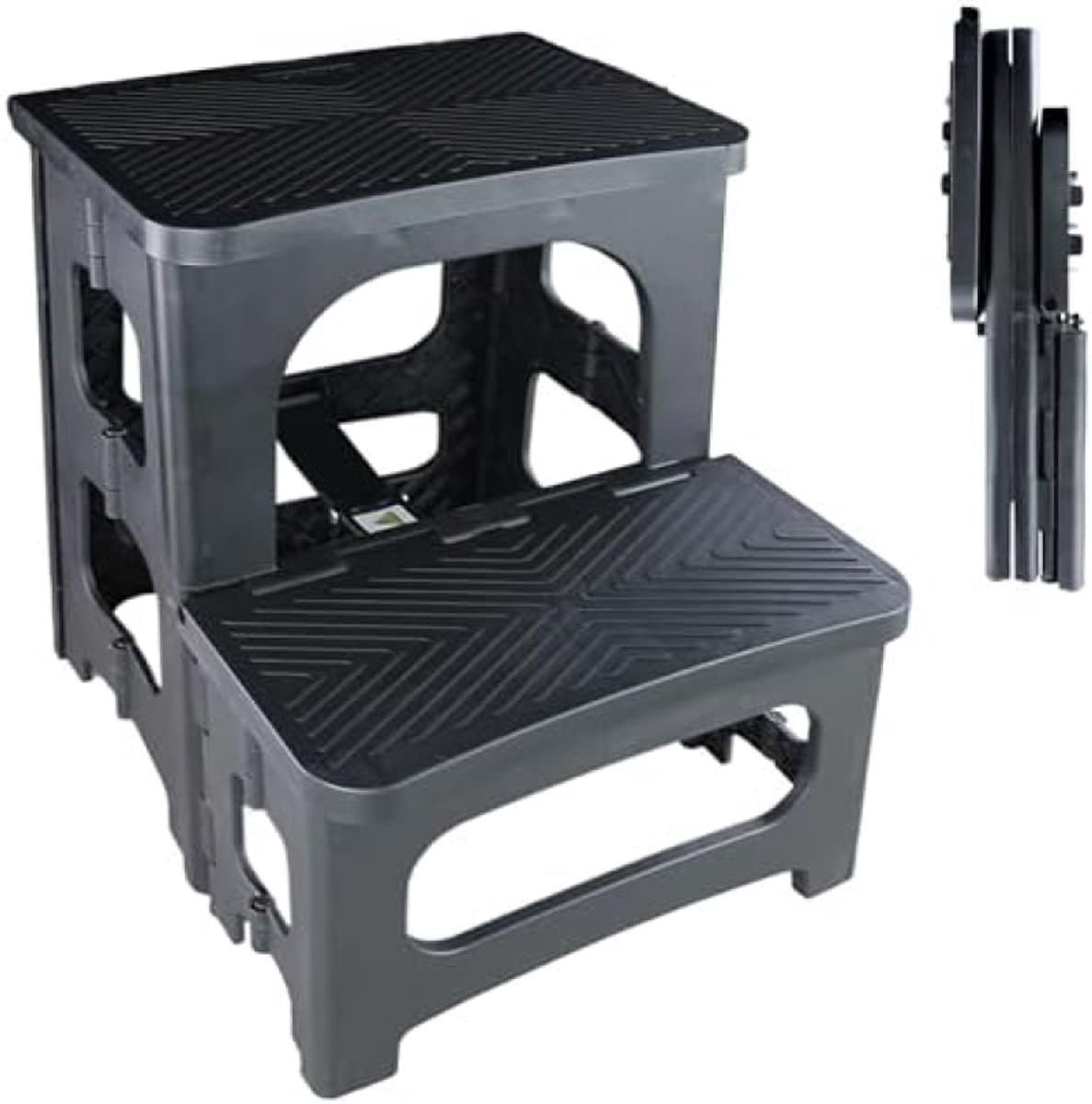 PromoHome Opvouwbare Trapladder - 2 Treden met Antislip - Compacte Huishoudtrap
