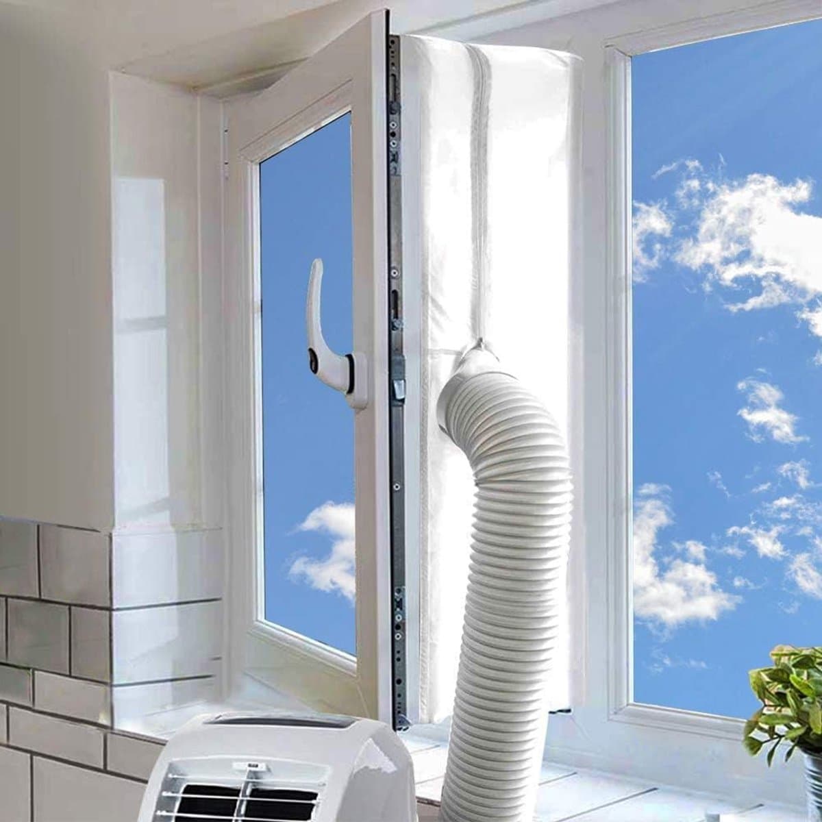 Raamafdichting Mobiele Airco - Universele Raamkit voor Portable Airconditioning - Energiebesparende Raamafdichting voor Openslaande Ramen en Dakramen - 400CM - Eenvoudige Montage Zonder Boren
