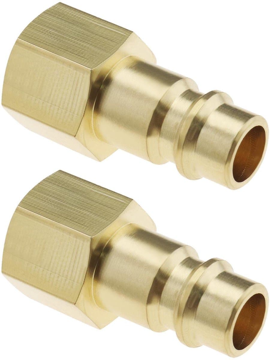 Dailygoody - Perslucht Plug - Messing - 2 Stuks - 1/4 Inch Binnendraad - Universele Aansluiting - Geschikt voor Luchtcompressor