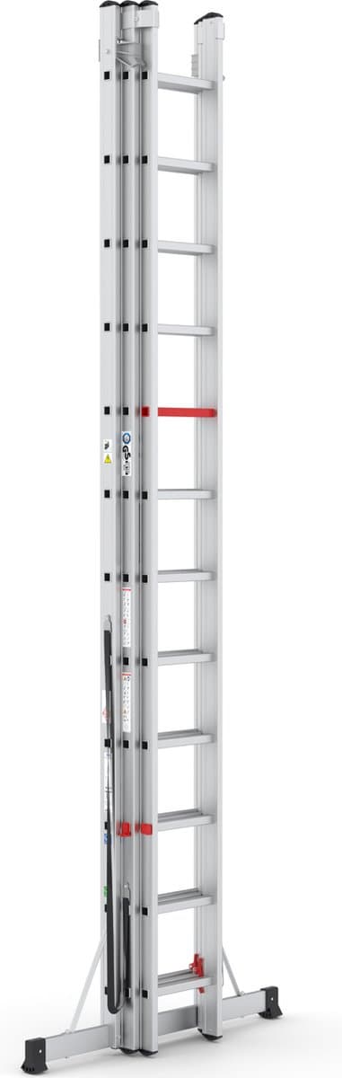 Professionele Ladder | 3-delig | 3x12 Sporten | reformladder | ladder | trapladder | schuifladder | Uitgeschoven lengte 8,58m