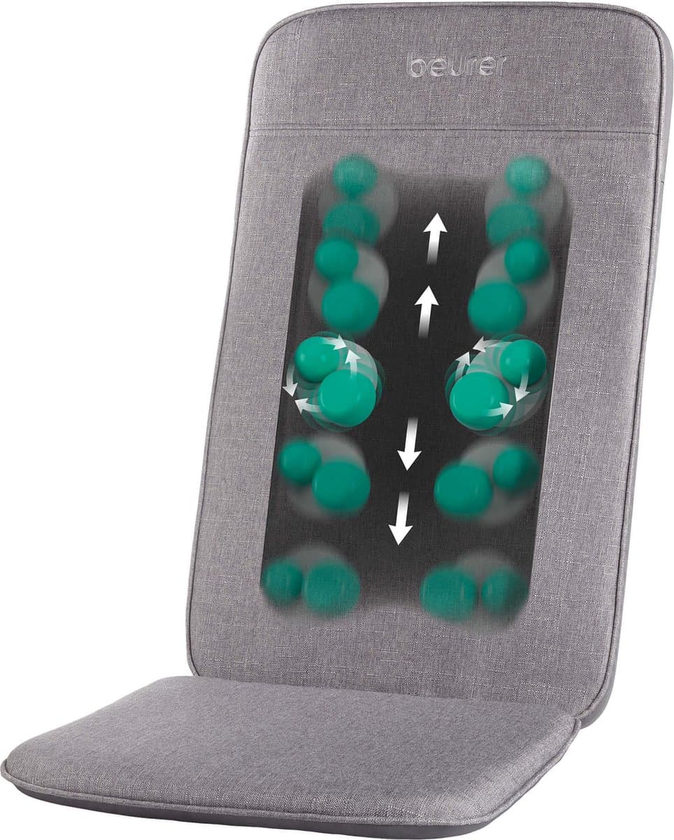 Beurer MG 202 Shiatsu Massagekussen – Massage kussen voor rug en schouders – 4-koppig massagesysteem – Diepgaande Shiatsu rugmassage – Lichtgewicht & Draagbaar – Hoogwaardig textiel – 3 jaar garantie – Geschikt als massagestoel