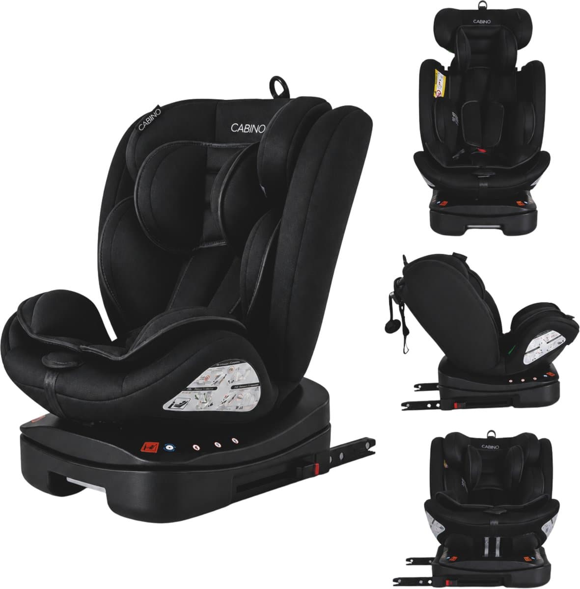 Cabino Voyager Autostoel 360° Draaibaar met Isofix – i-Size – Baby & Kind 0-12 Jaar – Zwart