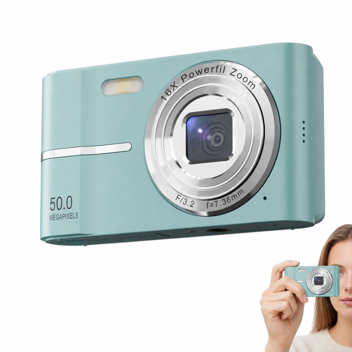 Digitale Camera - 50 Megapixel - 4K Video - 16x Digitale Zoom - 2.4 Inch LCD Scherm - Memory card not included - Compacte Camera voor Vloggen en Fotografie - Autofocus - Groen